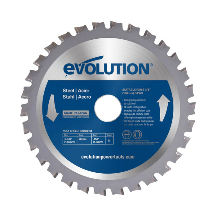 Evolution 5-3/8BLADEST | 5-3/8 In. | 30T | 20mm Arbor | Mild Steel And Ferrous Metal TCT Blade