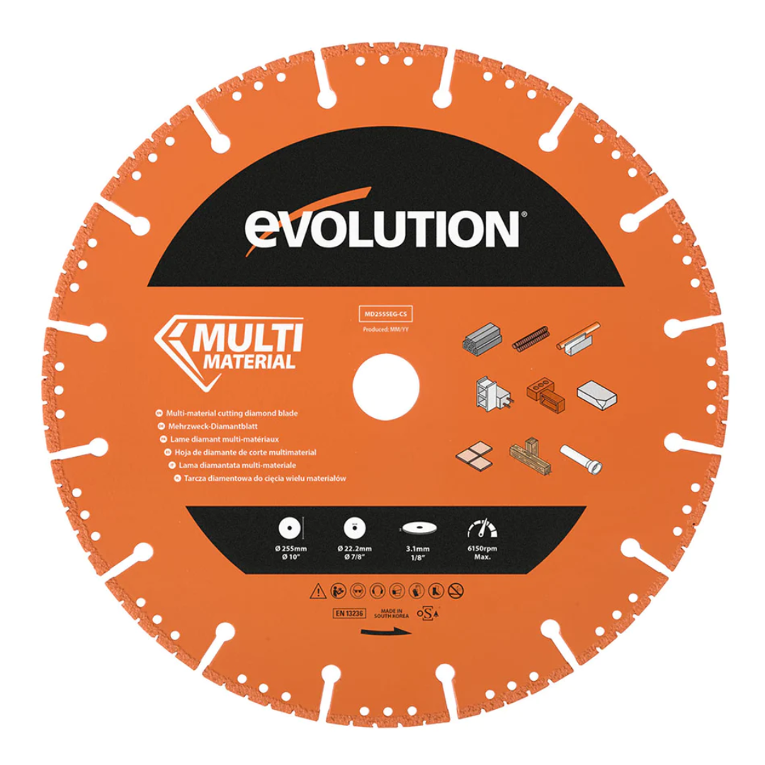 Evolution MD255SEG-CS 10" Segmented Edge | 7/8 In. Arbor | Multi-Purpose, Metal Cutting Diamond Blade