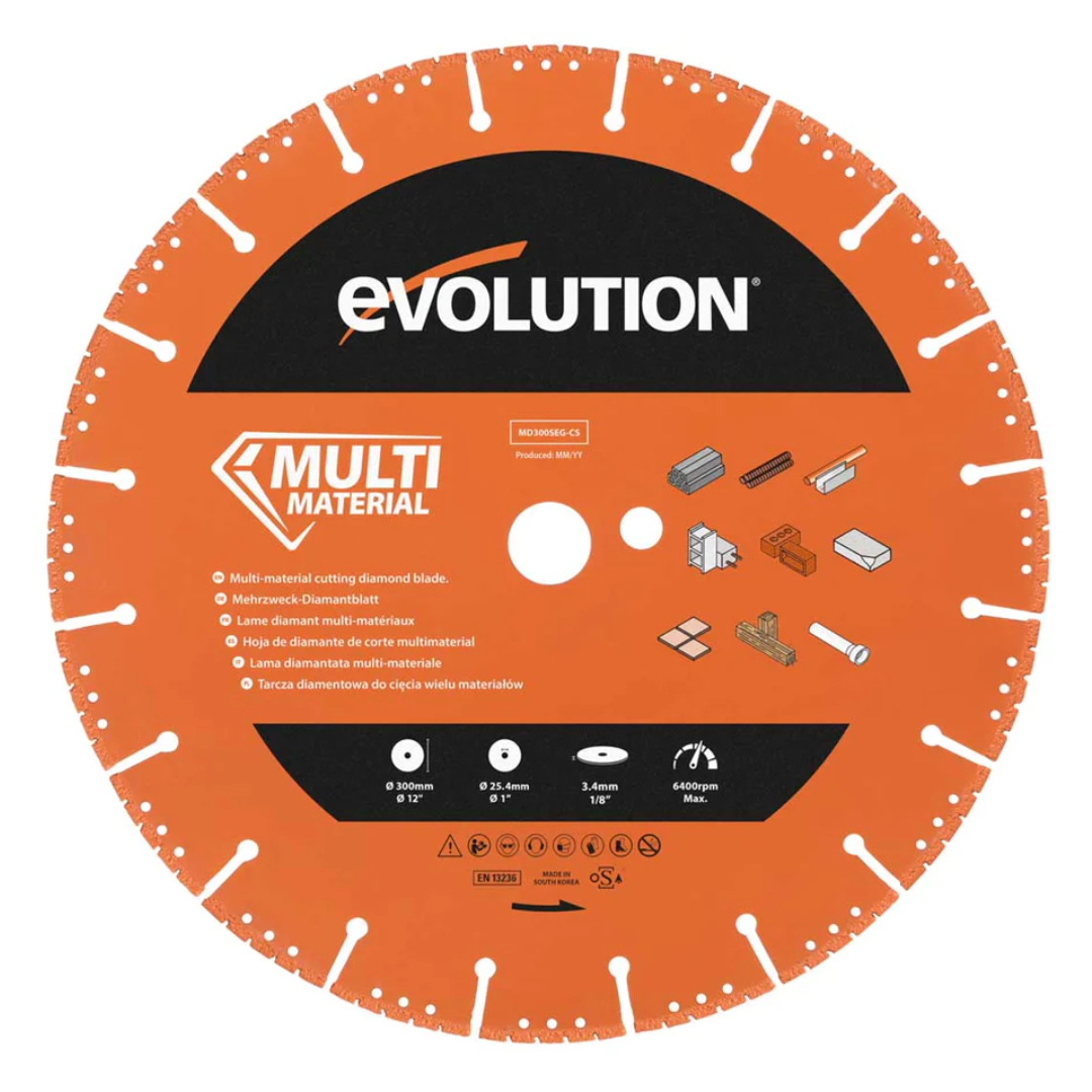 Evolution MD300SEG-CS 12" | Segmented Edge | 1 In. Arbor | Multi-Purpose, Metal Cutting Diamond Blade