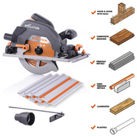 Evolution R185CCSX: Multi-Material Cutting Circular Saw 7-1/4" Blade With 3ft, 4in. Track Included