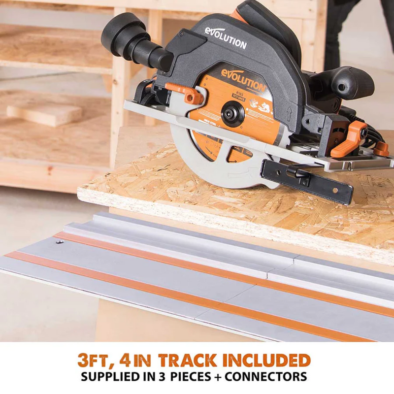 Evolution R185CCSX: Multi-Material Cutting Circular Saw 7-1/4" Blade With 3ft, 4in. Track Included