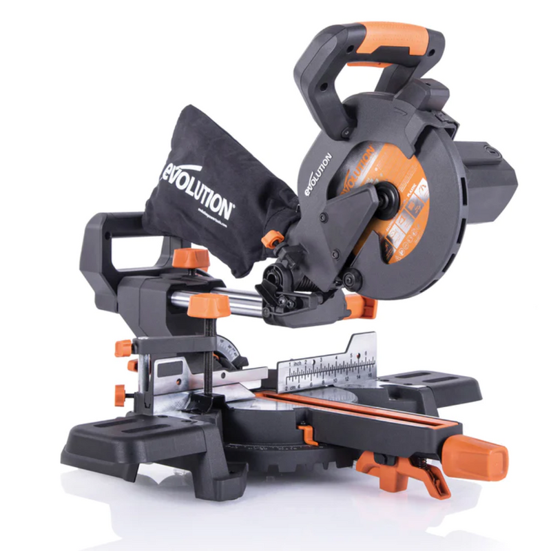 Evolution R185SMS+: Single Bevel Sliding Miter Saw With 7-1/4 In. Multi-Material Cutting Blade