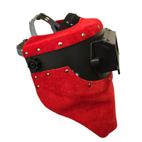 Outlaw Leather Black Flip Front / Red Suede Welding Hood