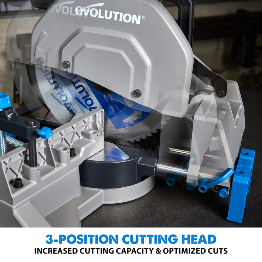 Evolution S355MCS: Mitering Chop Saw With 14 In. Mild Steel Blade