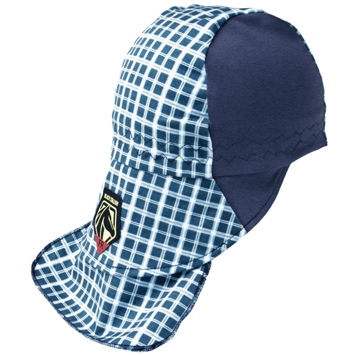 Black Stallion Blue Plaid FR Cotton Welding Cap