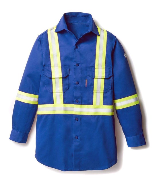 Uniform Shirt with Reflective Trim - Blue Front 