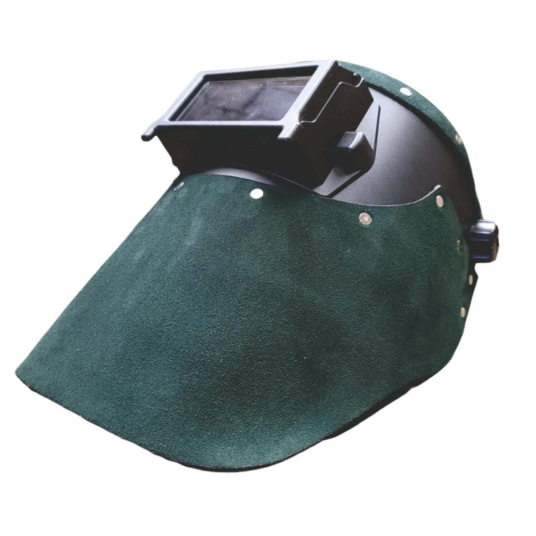 Outlaw Leather Black Flip Front / Green Suede Welding Hood