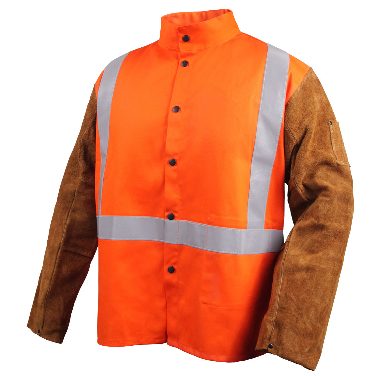 Black Stallion Safety Orange FR Cotton & Cowhide Hybrid Welding Jacket