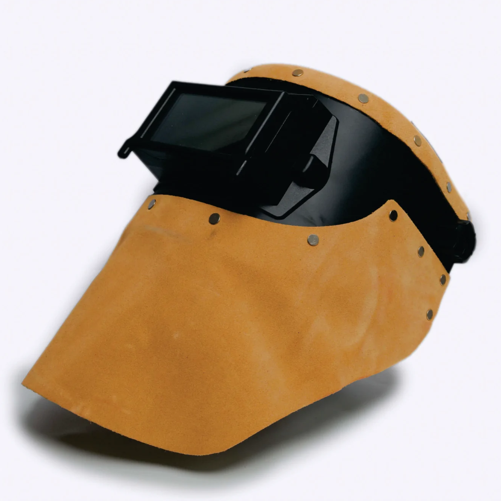 Outlaw Leather Black Flip Front / Golden Brown Suede Welding Hood