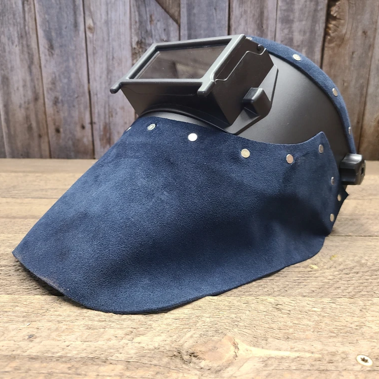 Outlaw Leather Black Flip Front / Blue Suede Welding Hood