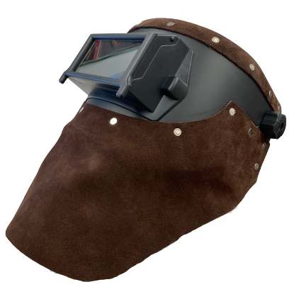 Outlaw Leather Black Flip Front / Brown Suede Welding Hood