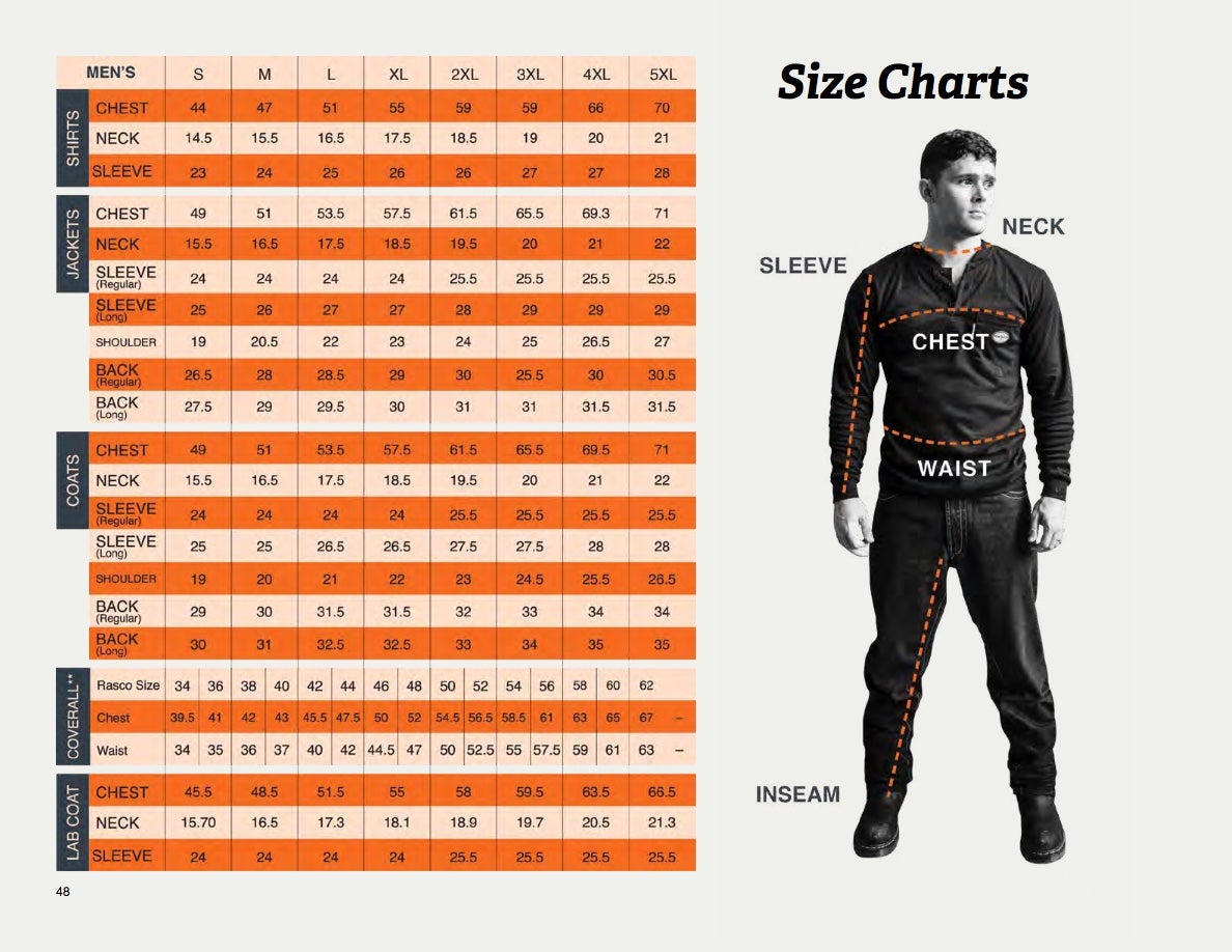 rasco fr, mens sizing chart