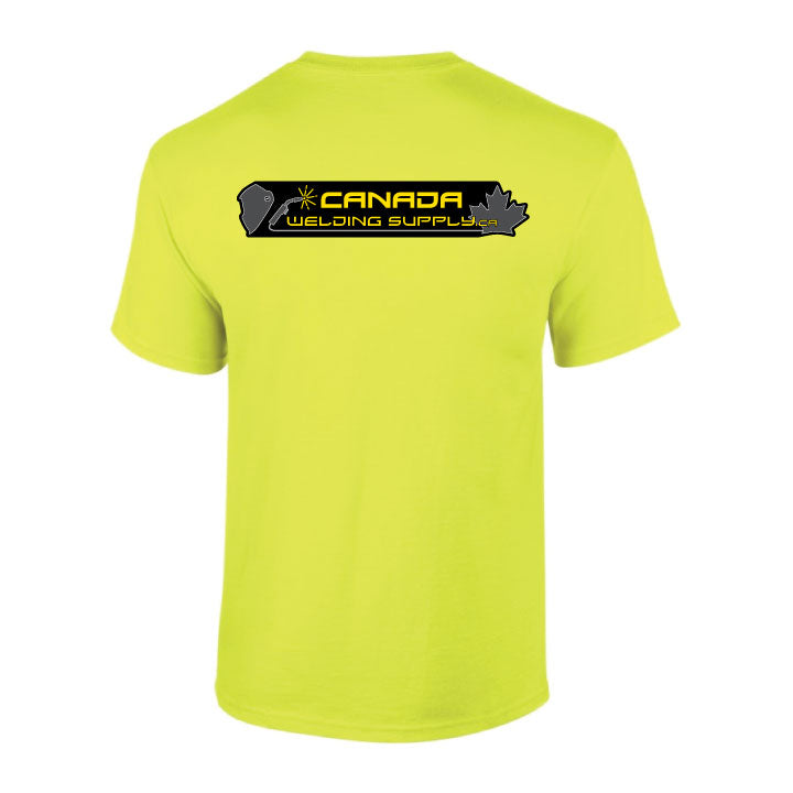 canada welding supply hi-viz green shirt back