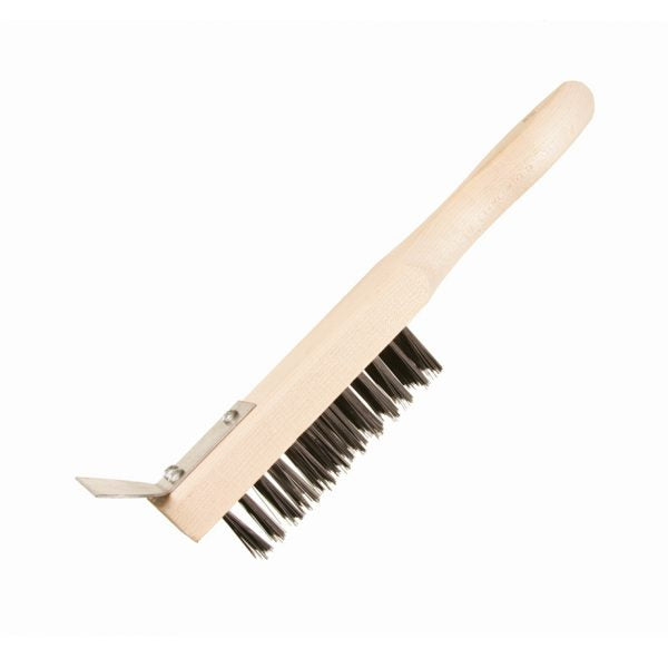 Straight Handle Carbon Steel Scratch Brush w/Steel Scraper