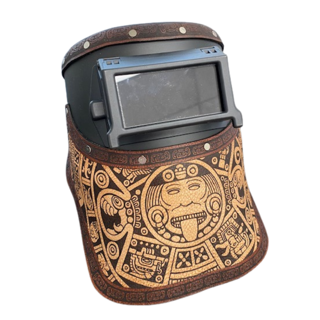 Outlaw Leather Black Flip Front / Brown Aztec Welding Hood