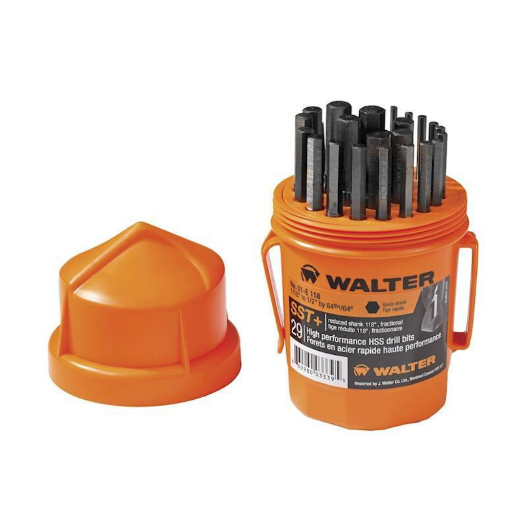 Walter 29 Pc. Q Shank SST 118° Drill Bit Set - 1/16" - 1/2"