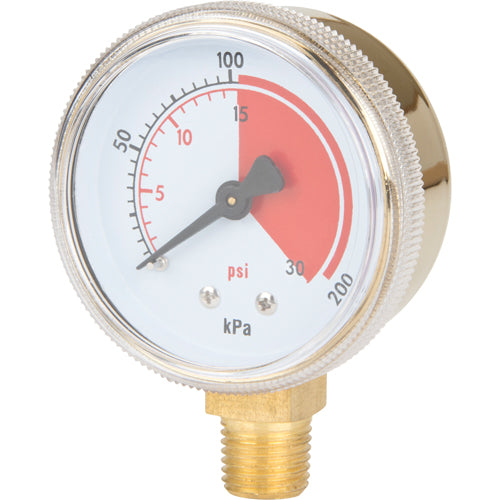 0 - 30psi - 2-1/2" Brass Pressure Gauge